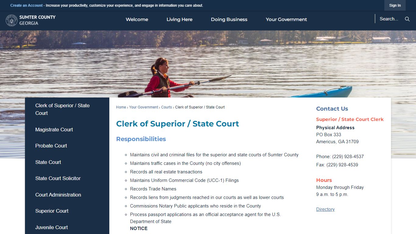 Clerk of Superior / State Court - Sumter County, Georgia