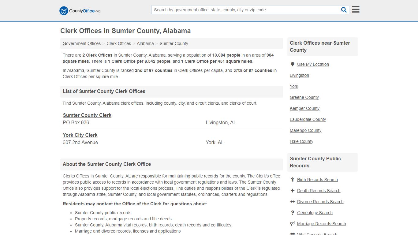 Clerk Offices - Sumter County, AL (County & Court Records)